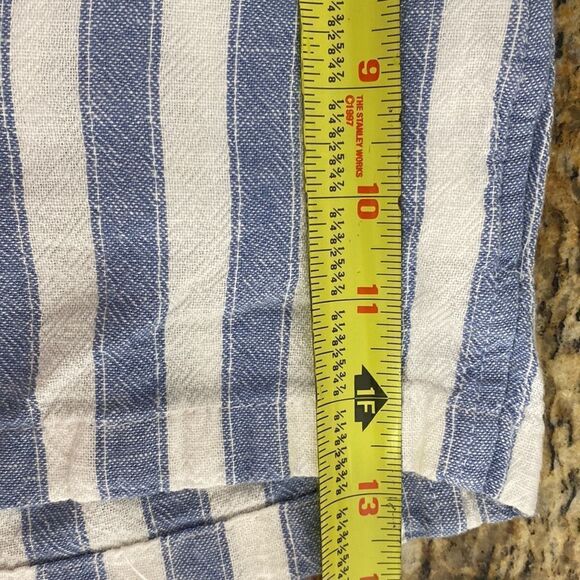 ❤️Last Chance GAP striped white & blue linen blend high rise short size L - Picture 8 of 10
